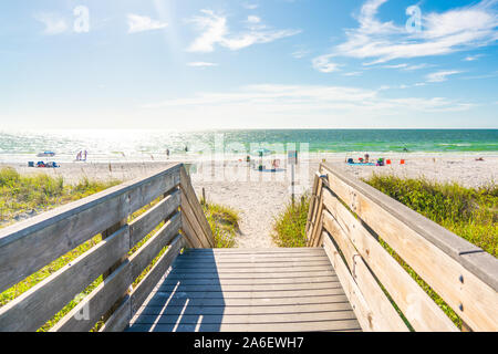 Wooden path to Indian rocks beach in Florida, USA Stock Photo