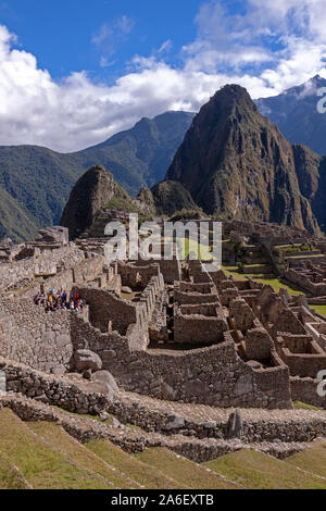 A panoramic view of the Inca ruins Machu Picchu in Peru. Stock Photo