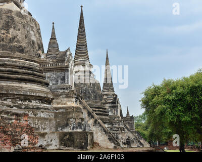 The Historic City of Ayutthaya the second capital of the Siamese Kingdom, ruins of Wat Phra Si Sanphet, Thailand. Stock Photo