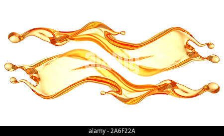 A beautiful, elegant splash of orange juice. 3d illustration, 3d rendering. Stock Photo