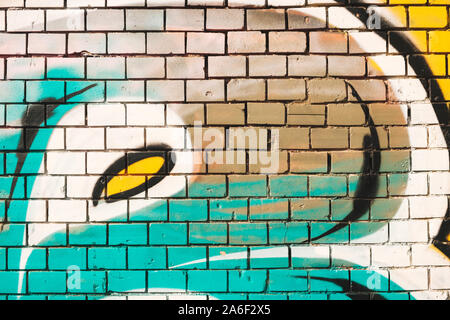 graffiti wall background, colorful painted wall detail Stock Photo
