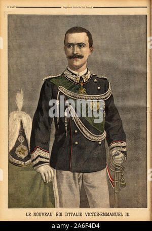 Portrait de Victor-Emmanuel III de Savoie (Victor Emmanuel) (Vittorio Emanuele) (1869-1947), nouveau roi d'Italie le 29 juillet 1900, apres l'assassin Stock Photo