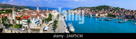 Travel and landmarks of Croatia - splendid Trogir historic town, panoramic view Stock Photo