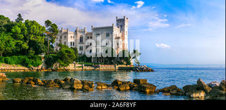 One of the most beautiful castles of Italy - Miramar castle in Trieste Stock Photo