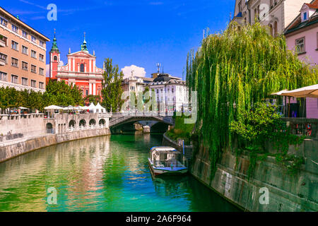 Travel and landmarks of Slovenia - beautiful Ljubljana city capital Stock Photo