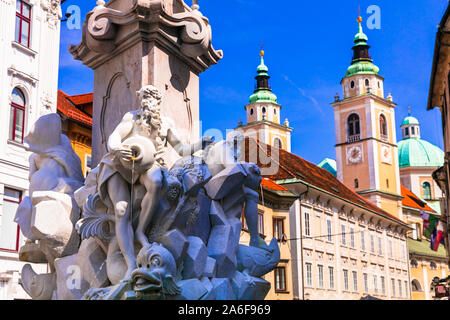 Travel and landmarks of Slovenia - beautiful Ljubljana city capital Stock Photo