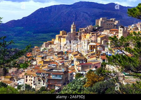 Traditional medieval village (borgo) in Sicily, Caccamo. Italy Stock Photo