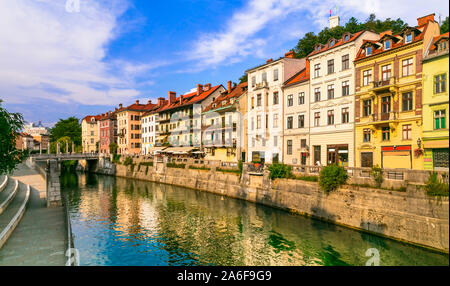 Travel and landmarks of Slovenia - beautiful Ljubljana city capital Stock Photo