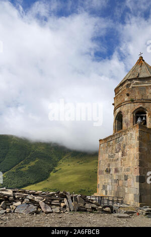 Georgia, Caucasus:  Tsminda Gergeti Trinity Church Stock Photo