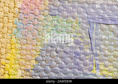 abstract background with acrylic colors, pink, blue, yellow purple pastel color, textured template design, top view image Stock Photo