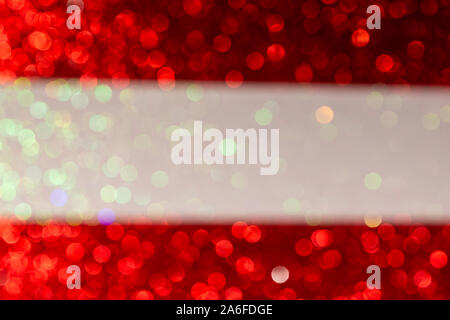 red white red colored abstract background with bokeh, patriotic background with defocused glitter effect, festive template backdrop Stock Photo