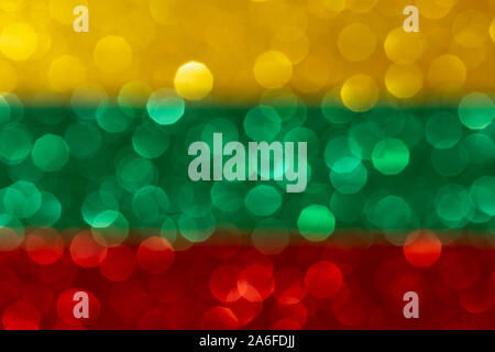 cloroful abstract background with bokeh, patriotic flag with yellow green red colors, festive template with defocused glitter effect Stock Photo
