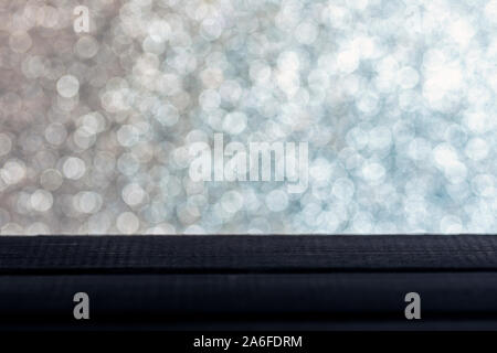 abstract background with wood and silver frosty bokeh and copy space for your text Stock Photo
