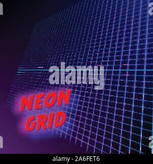 Bright neon grid lines glowing background with 80s style Stock Vector ...