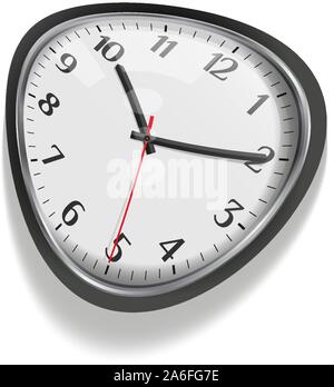 Melting clock, distorted dial with shadow isolated on white. Based on Salvador Dali Persistance of Memory concept. Vector illustration. Stock Vector