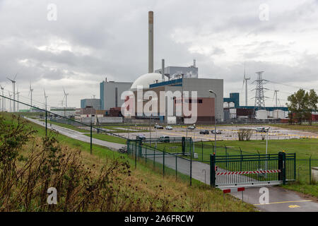 Borssele EPZ Nuclear Power Station, Plant, to the left. Coal-fired ...