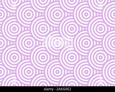 Pink and white overlapping repeating circles background. Japanese style circles seamless pattern. Wrapping paper texture.Modern abstract spiral vector Stock Vector