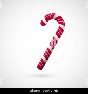 Red and white Chrisrmas candy. Realistic sweet stick. Holiday decoration element. Vector illustration isolated on white background Stock Vector