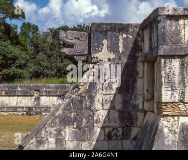 Chichen Itza, Yucatan, Mexico. 11th Apr, 2002. Detail of the Venus Platform in the Great Plaza of the ancient city of Chichen Itza, a complex of pre-Columbian Mayan ruins on the YucatÃ¡n Peninsula. One of the most visited archaeological sites in Mexico it is a UNESCO World Hertitage Site. Credit: Arnold Drapkin/ZUMA Wire/Alamy Live News Stock Photo