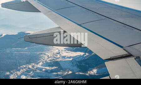 View trough the window of airplane Stock Photo