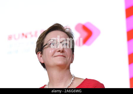 Germany, Berlin, 10/26/2019. Klara Geywitz in the SPD headquarters in Berlin. The SPD members elect Federal Finance Minister Olaf Scholz and Klara Geywitz just ahead of Norbert Walter-Borjans and Saskia Esken for the SPD presidency. The race for the SPD presidency goes into the runoff election in November: the two candidates will then be elected at the party congress.