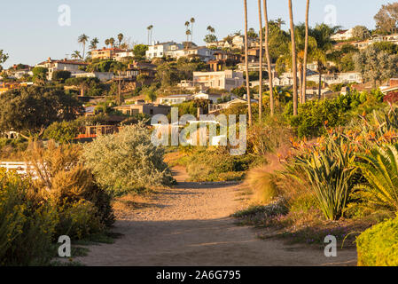 Photographed from La Playa, which is a bayfront neighborhood in the Point Loma community of San Diego, California. The La Playa Trail. Stock Photo