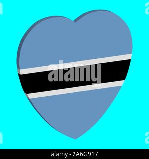 3D Botswana Flag In Heart Shape Vector illustration eps 10. Stock Vector
