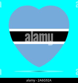 Botswana Flag In Heart Shape Vector illustration eps 10. Stock Vector