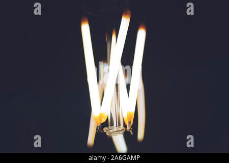Electrical Filament lamps Edison close-up macro. soft focus. Stock Photo