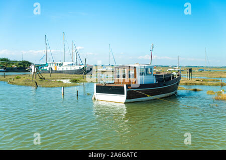 High tide, flooding near woodup pool, boats and yachts in the sea, fishing vessels Stock Photo