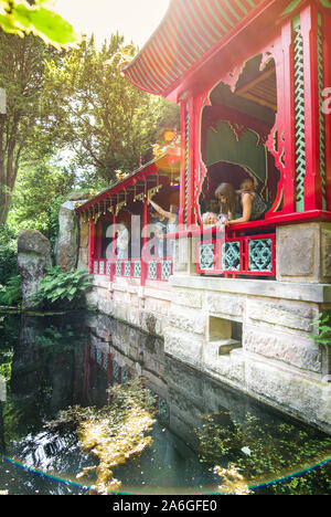 The China gardens, pagoda, Biddulph Grange National Trust landscaped gardens, near Stoke-on-Trent, Staffordshire, developed by James Bateman Stock Photo