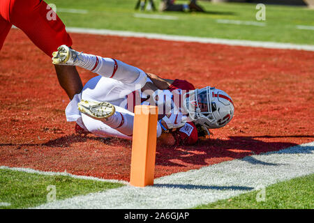 Stanford, California, USA. 26th Oct, 2019. Stanford Cardinal wide receiver Simi Fehoko (13) stretches for the touchdown during the NCAA football game between the Arizona Wildcats and the Stanford Cardinal at Stanford Stadium in Stanford, California. Chris Brown/CSM/Alamy Live News Stock Photo