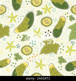 Seamless Pattern with Cute Cucumbers. Scandinavian Style. Stock Vector