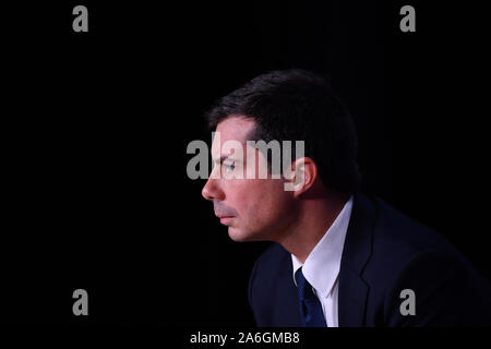 Columbia,USA. 26th Oct, 2019. Democratic presidential hopeful Mayor Pete Buttigieg answers audience questions at the Benedict College Criminal Justice Forum October 26, 2019 in Columbia, South Carolina. Photo by Richard Ellis/UPI Credit: UPI/Alamy Live News Stock Photo