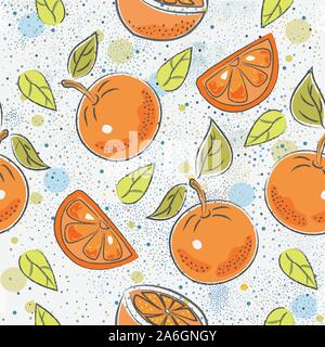 Seamless Pattern with Oranges. Scandinavian Style. Stock Vector