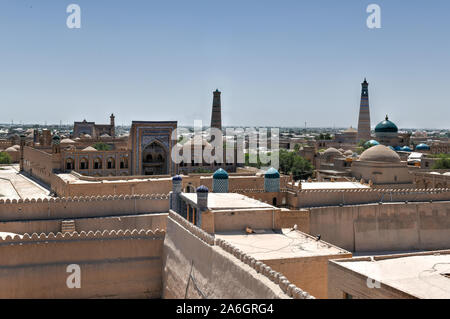 View from Kunya-Ark Citadel in Khiva, Khorezm Region, Uzbekistan. Stock Photo