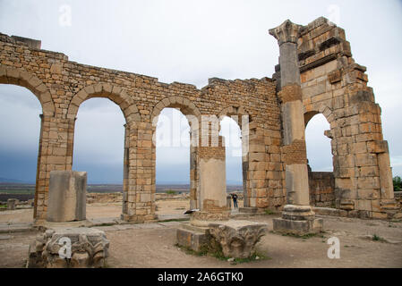 roman ruins at Volubilis in Morocco Stock Photo