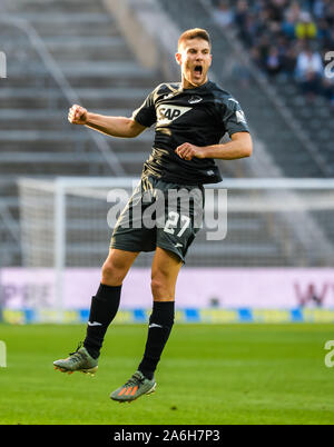 Berlin, Germany. 26th Oct, 2019. Andrej Kramaric of Hoffenheim celebrates his scoring during a German Bundesliga match between Hertha BSC and TSG 1899 Hoffenheim in Berlin, Germany, on Oct. 26, 2019. Credit: Kevin Voigt/Xinhua/Alamy Live News Stock Photo