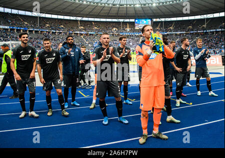 Berlin, Germany. 26th Oct, 2019. Players of Hoffenheim greet the fans after a German Bundesliga match between Hertha BSC and TSG 1899 Hoffenheim in Berlin, Germany, on Oct. 26, 2019. Credit: Kevin Voigt/Xinhua/Alamy Live News Stock Photo