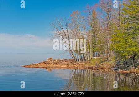 Calm Waters on the Shores of Lake Superior in Porucupine Mountains State Park in Michigan Stock Photo