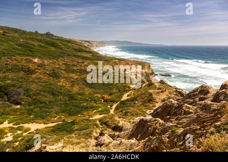 Scenic Aerial Landscape View From Above Torrey Pines State Park Reserve Black or Blacks Beach. Southern California Pacific Ocean Coastline San Diego Stock Photo