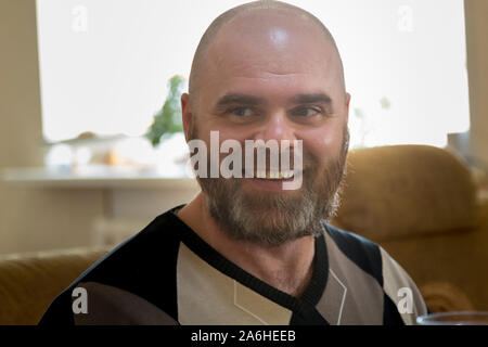 Portrait of a bald man with a beard Stock Photo