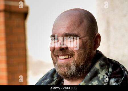 Portrait of a bald man with a beard Stock Photo