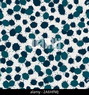 seamless vector pattern with dark blue ink blobs on a white background Stock Vector