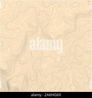 Abstract topographic map with elevation lines and yellow background Stock Vector