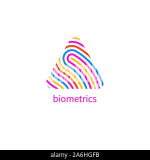 fingerprint logo, finger print triangle icon, biometric digitel security identity pattern, id vector pattern Stock Vector
