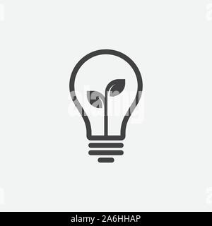 Vector image of lamp and leaf. Lightbulb icon design, eco LightBulb linear icon vector, Idea sign icon, solution icon, thinking concept design, Lighting Electric lamp, Electricity, shine, Trendy Flat style illustration Stock Vector
