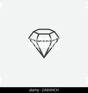 Diamond icon vector symbol illustration, Diamond icon in linear style, Vector flat icon of diamond, Jewelry symbol, Gem stone icon, Graphic element clean flat diamond icons Stock Vector