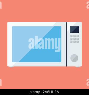Microwave oven flat icon with knob Stock Vector