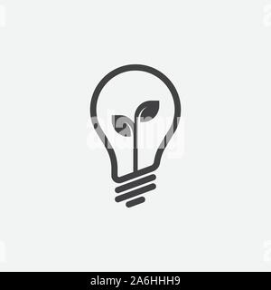 Vector image of lamp and leaf. Lightbulb icon design, eco LightBulb linear icon vector, Idea sign icon, solution icon, thinking concept design, Lighting Electric lamp, Electricity, shine, Trendy Flat style illustration Stock Vector